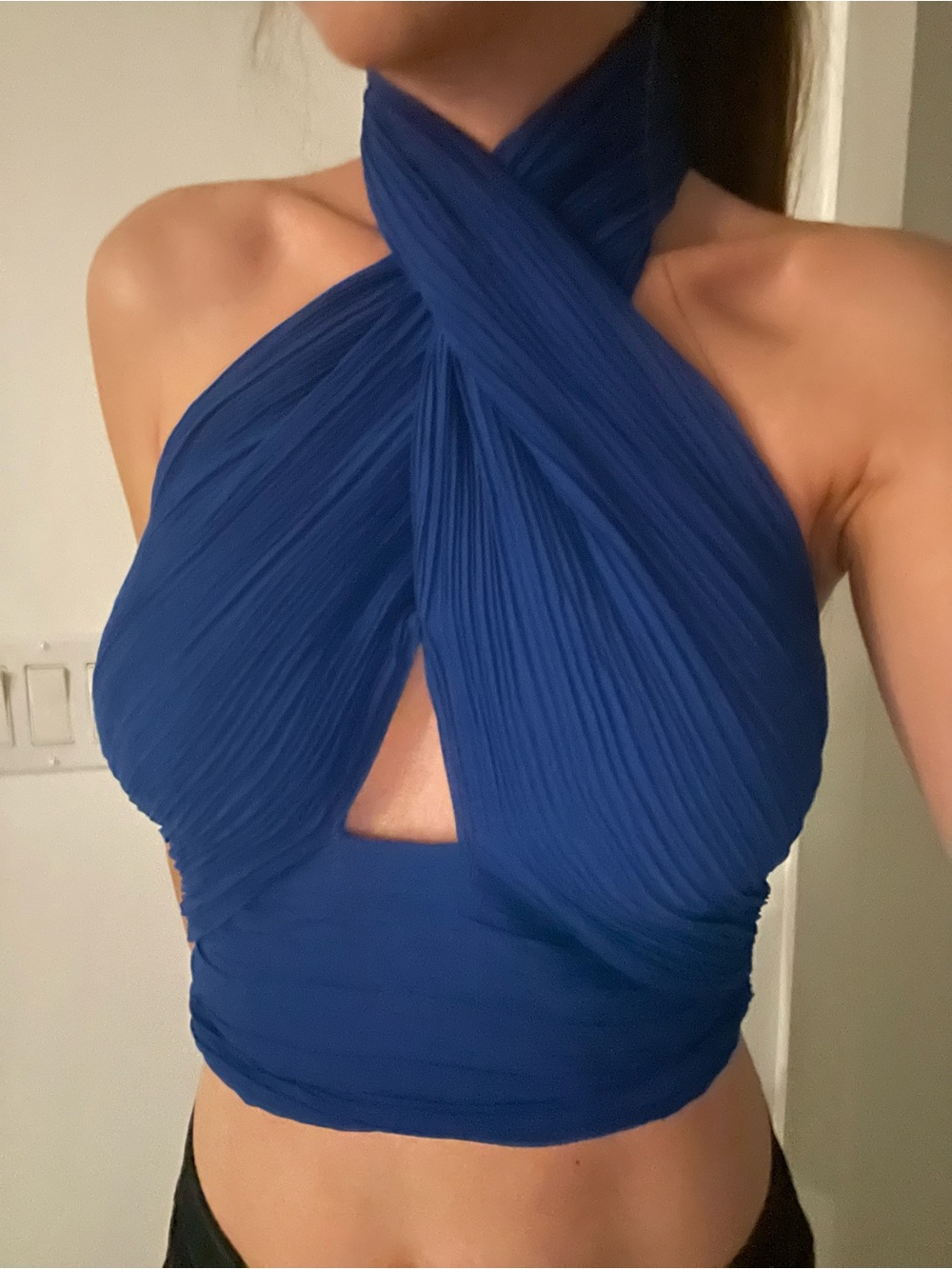 Zara Blue halter neck crop top